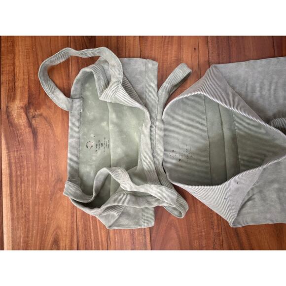 Ribbed Matching Set - Light Green Crop Top & Shorts - M/S - Beach Boho Style - Picture 3 of 8